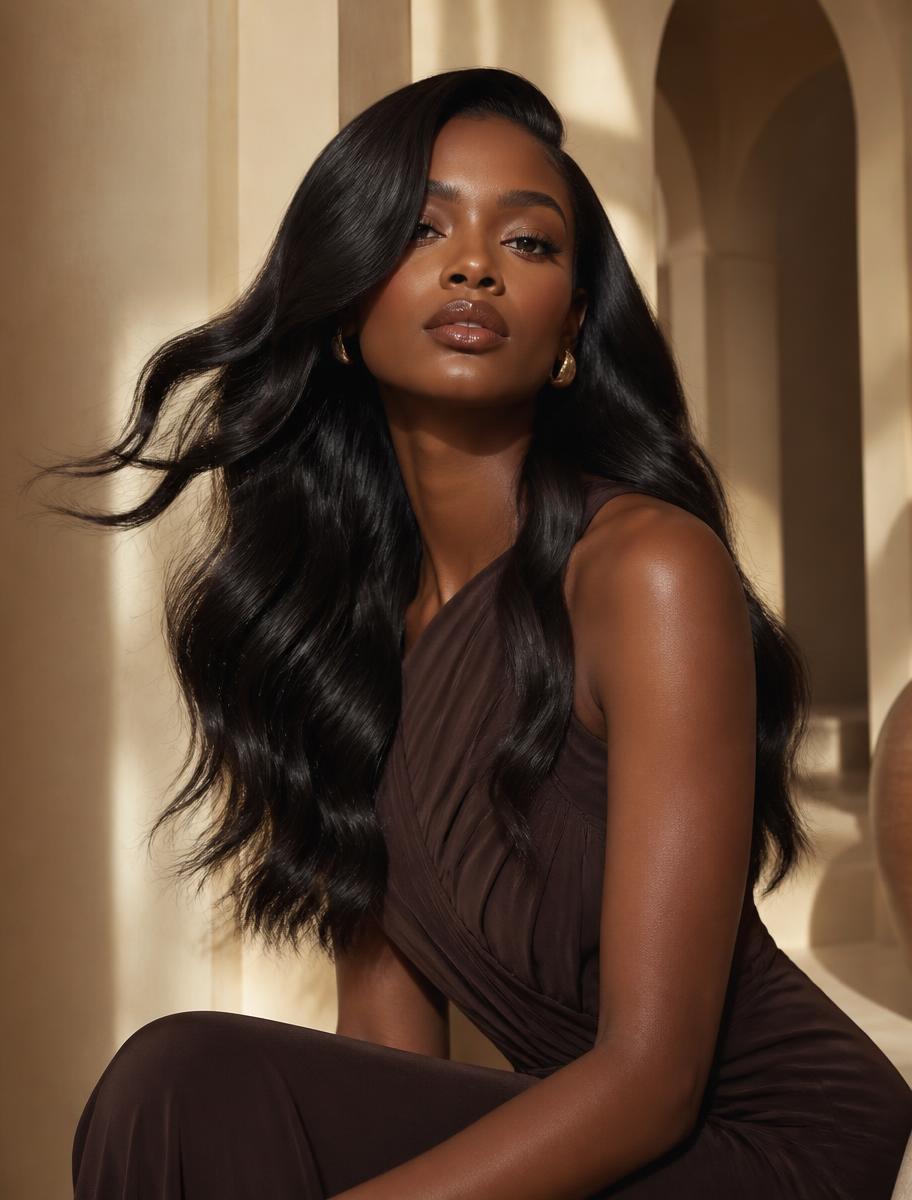 Sleek shoulder-length hairstyle